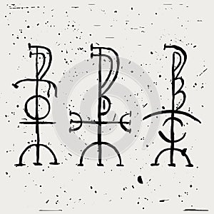 Freyr - Fjolnir - Feingr. Scandinavian magic runes named after Freyr. Vector spellcaster symbols photo